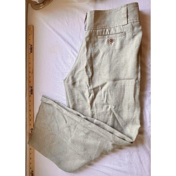 Gunex Pants Tan Linen Wide Leg Size 8 Belt Loop Pockets See Through - Picture 2 of 12